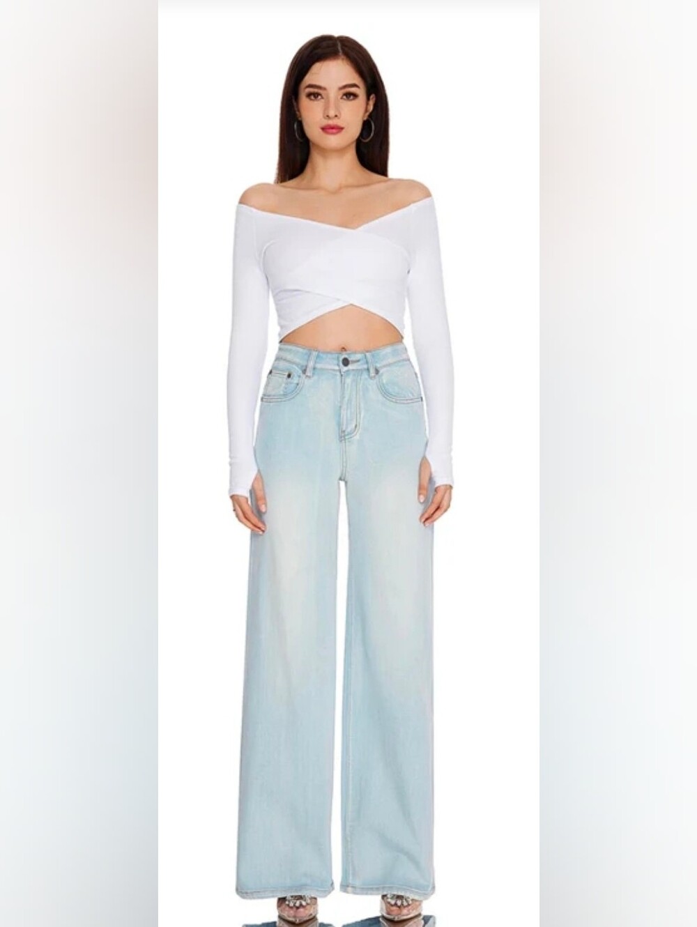 Canana High-Rise Baggy Wide Leg Jeans in Light Blue Wash Size 25